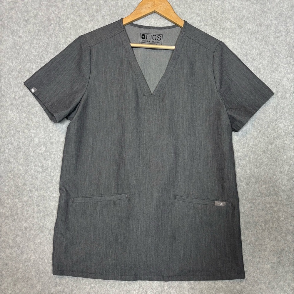 FIGS Technical Collection Short Sleeve Scrub Top-Charcoal Gray-Women Size Medium